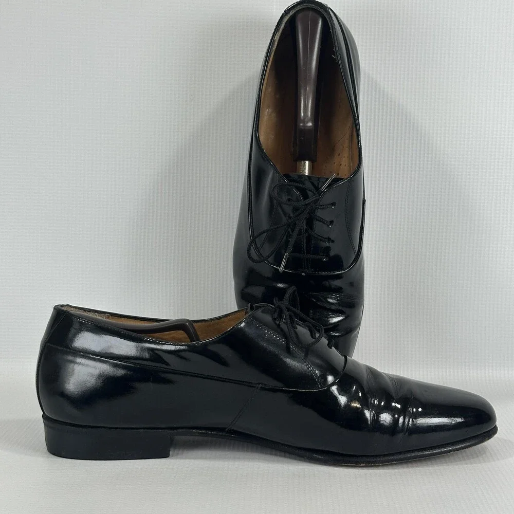 Jean Paul Shoes Mens Size 11.5 Black Patent Leather Cap Toe Oxford Dress 15060